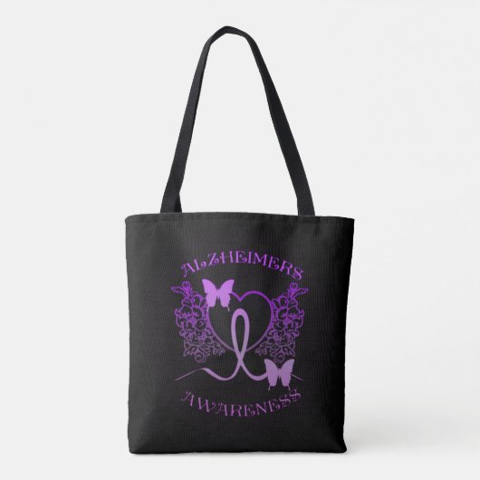 Alzheimer Awareness Paarse Butterflies Canvas tas (Achterkant)