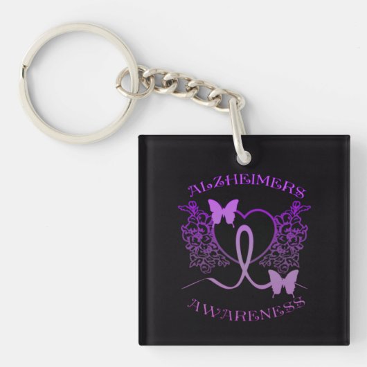 Alzheimer Awareness Paarse Butterflies Sleutelhang Sleutelhanger (Voorkant)