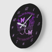 Alzheimer Awareness Paarse Butterflies Wall Clock Grote Klok (Hoek)