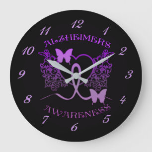 Alzheimer Awareness Paarse Butterflies Wall Clock Grote Klok