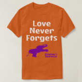 Alzheimer Awareness Paarse Love Nooit Forg T-shirt (Design voorkant)