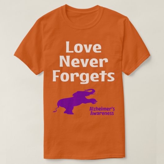 Alzheimer Awareness Paarse Love Nooit Forg T-shirt (Design voorkant)