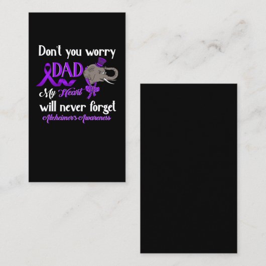 Alzheimer Awareness Pap Elefant Family Support Visitekaartje (Voorkant / Achterkant)