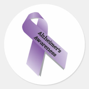 Alzheimer Awareness Ribbon Paarse Typografie Ronde Sticker