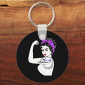Alzheimer Awareness Strenge Paarse Ribbon Women Ba Sleutelhanger (Achterkant)