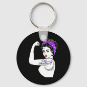 Alzheimer Awareness Strenge Paarse Ribbon Women Ba Sleutelhanger (Achterkant)