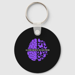 Alzheimer bewustzijn ondersteunt paarse hersenen sleutelhanger
