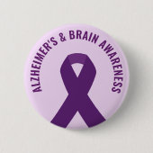 Alzheimer & Brain Awareness Paarse Lint Ronde Button 5,7 Cm (Voorkant)