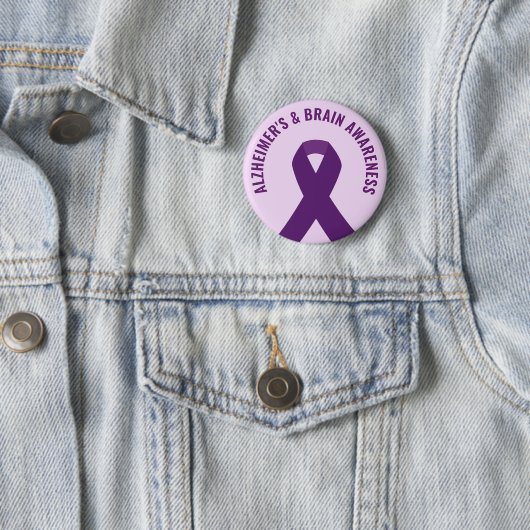 Alzheimer & Brain Awareness Paarse Lint Ronde Button 5,7 Cm (In situ)