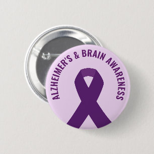 Alzheimer & Brain Awareness Paarse Lint Ronde Button 5,7 Cm