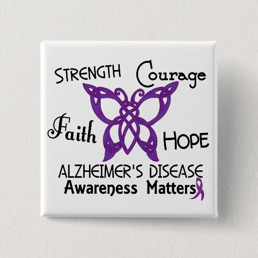 Alzheimer Celtic Butterfly 3 Vierkante Button 5,1 Cm (Voorkant)