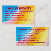 Alzheimer-contactkaart Contactkaartje (Voorkant / Achterkant)