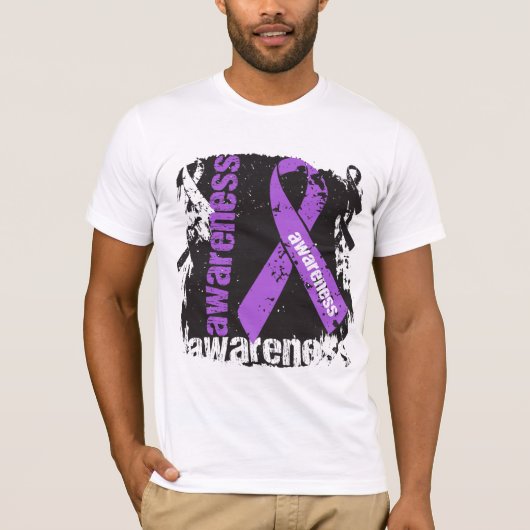 Alzheimer Disease Awareness Grunge Ribbon T-shirt (Voorkant)