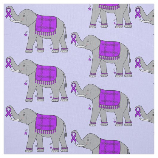 Alzheimer Elephant of Awareness and Hope Stof (Swatch)