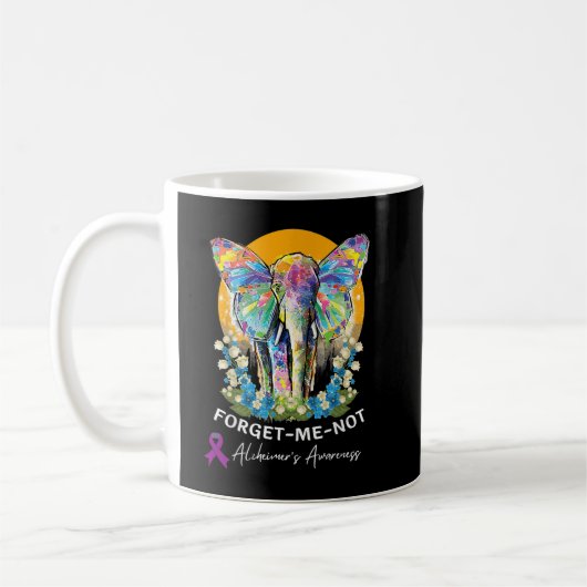 Alzheimer Elephant Vergeet me-niet Alzheimer Aware Koffiemok (Links)