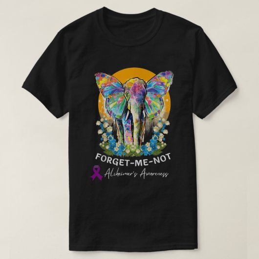 Alzheimer Elephant Vergeet me-niet Alzheimer Aware T-shirt (Design voorkant)