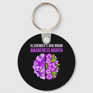 Alzheimer en Hersenen Bewustzijnsmaand Paarse Lint Sleutelhanger