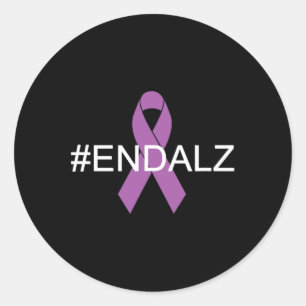 Alzheimer #end Heimer Bewustzijn Paarse Top Ronde Sticker
