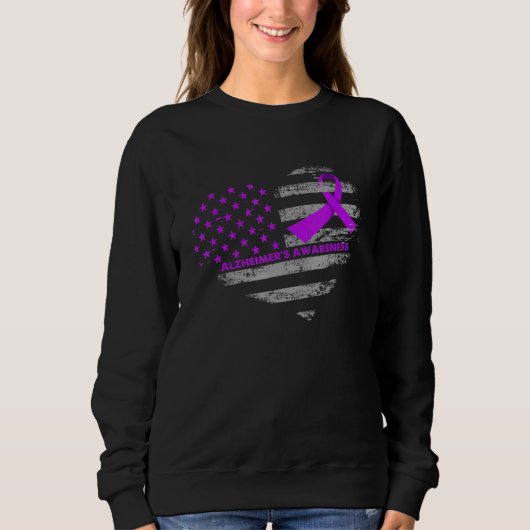 Alzheimer Heart us Flag Warrior Mannen Women Trui (Voorkant)
