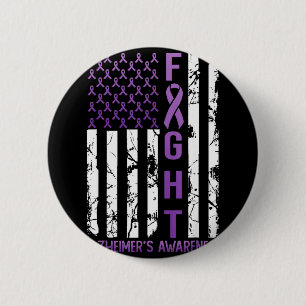 Alzheimer Maand Bewustzijn Dag USA Vlag Lint Ronde Button 5,7 Cm