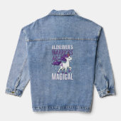 Alzheimer Magical Unicorn Paars Ribbon Denim Jacket (Achterkant)