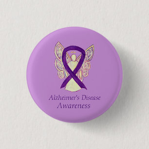 Alzheimer Paars Ribbon Angel Art Pins Ronde Button 3,2 Cm
