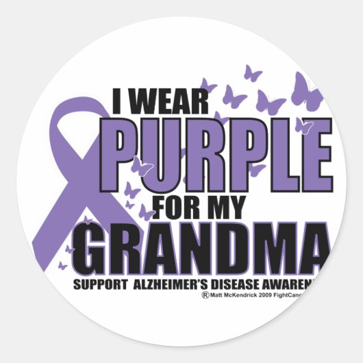 Alzheimer Paars voor GRANDMA Ronde Sticker (Voorkant)