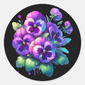 Alzheimer Paarse Bloemen Pansy Dementie Alzheimer& Ronde Sticker