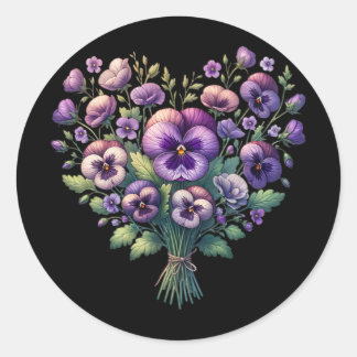 Alzheimer Paarse Bloemen Pansy Dementie Alzheimer& Ronde Sticker