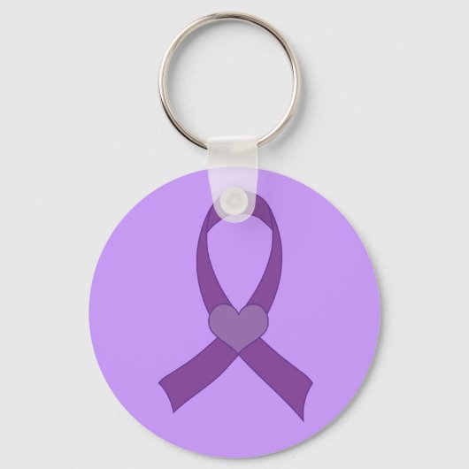Alzheimer Paarse Heart Ribbon Gift Sleutelhanger (Voorkant)