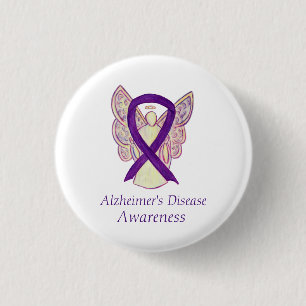 Alzheimer Paarse Ribbon Angel Art Pins Ronde Button 3,2 Cm