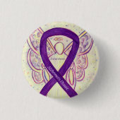 Alzheimer Paarse Ribbon Angel Art Pins Ronde Button 3,2 Cm (Voorkant)