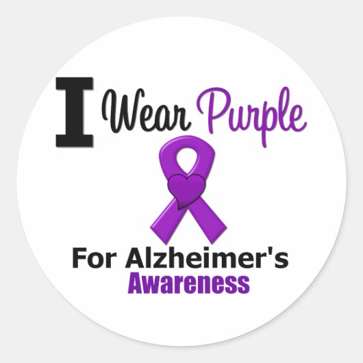 Alzheimer Paarse Ribbon Awareness Ronde Sticker (Voorkant)