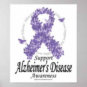 Alzheimer Ribbon of Butterflies Poster