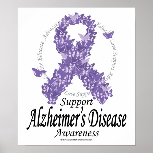Alzheimer Ribbon of Butterflies Poster (Voorkant)