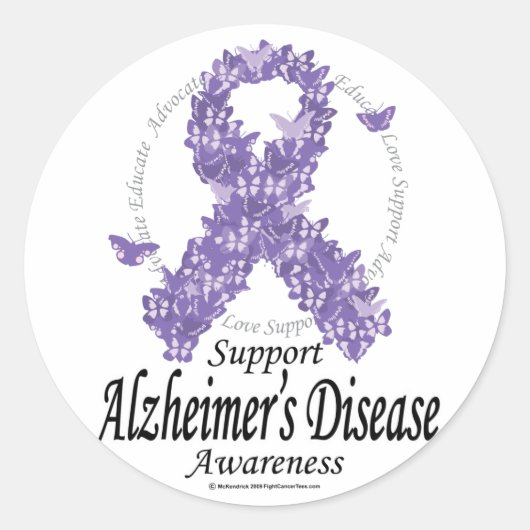 Alzheimer Ribbon of Butterflies Ronde Sticker (Voorkant)