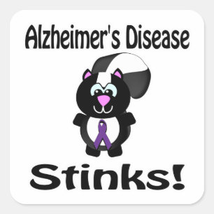 Alzheimer Stinks Skunk Awareness Vierkante Sticker
