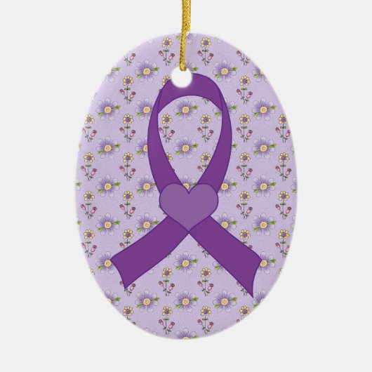 Alzheimer Ziekte Paarse Ribbon Gift Keramisch Ornament (Voorkant)