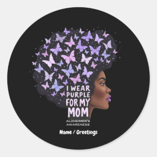 Alzheimerbewustzijn - Ik Draag Paarse voor mijn mo Ronde Sticker
