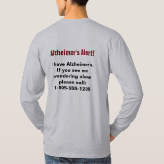Alzheimer's Alert met Persoonlijk Telefoonnummer T-shirt