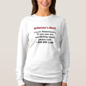 Alzheimer's Alert met Persoonlijk Telefoonnummer T-shirt (Voorkant)
