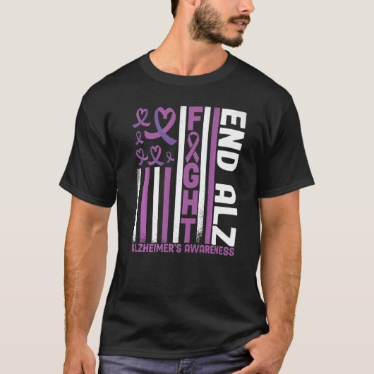 Alzheimers American Flag End Alz Alzheimer's Aware T-shirt (Voorkant)