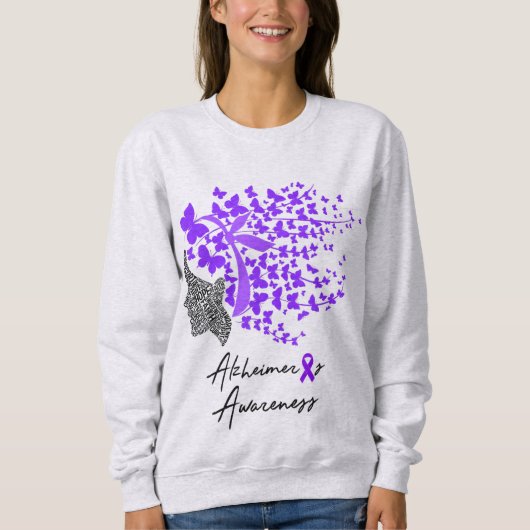 Alzheimer's Awareness Butterfly Swirl & Word Art Trui (Voorkant)