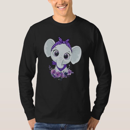 Alzheimer's Awareness Elephant Purple Flower Warri T-shirt (Voorkant)