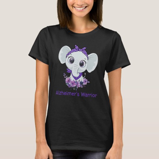 Alzheimer's Awareness Elephant Purple Flower Warri T-shirt (Voorkant)