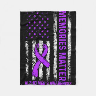 Alzheimer's awareness fight american usa flag fleece deken
