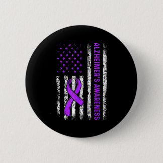 Alzheimer's awareness fight american usa flag ronde button 5,7 cm