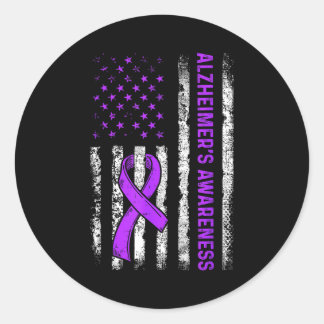 Alzheimer's awareness fight american usa flag ronde sticker