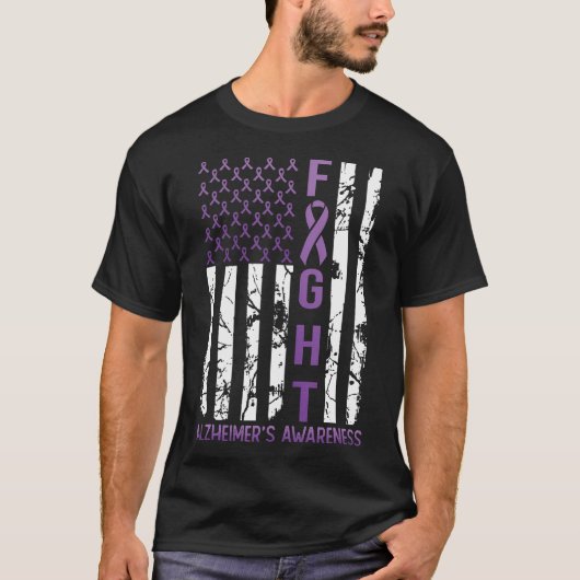 Alzheimer's Awareness Month Day Amerikaanse vlag l T-shirt (Voorkant)