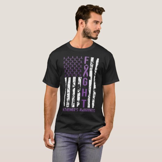 Alzheimer's Awareness Month Day Amerikaanse vlag l T-shirt (Voorkant volledig)